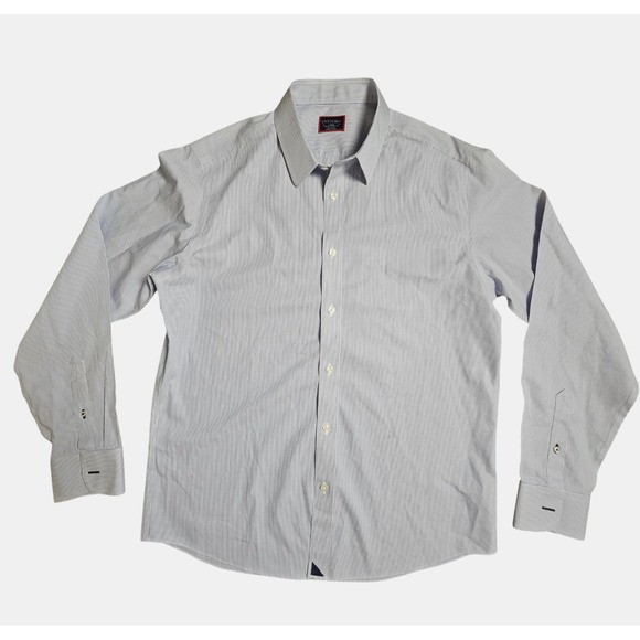 UNTUCKit Mens Slim Fit Wrinkle-Free Button‎ Up Dress Shirt L Stripes Cotton Prep - Picture 1 of 8
